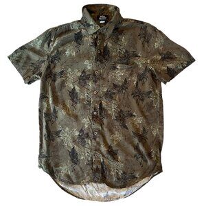 Social Collision 100% Rayon Fairy Goth Skeleton Print Button Up Shirt S